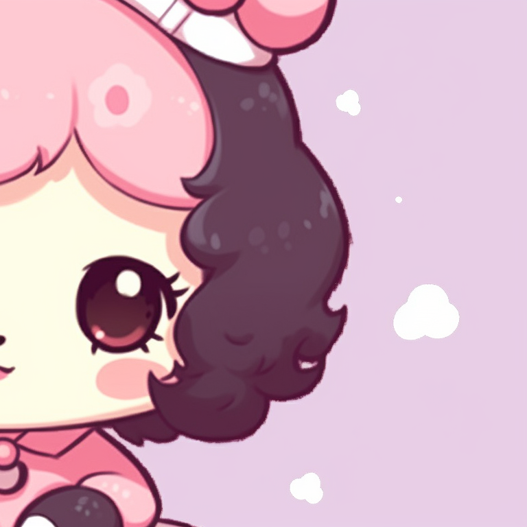 Two Sanrio characters, cute and vibrant appeal, sitting together. sanrio charming matching pfp pfp for discord.