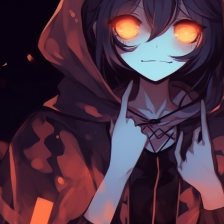 Two characters in Gothic outfits, surrounded by flying bats. anime halloween matching pfp themes pfp for discord.