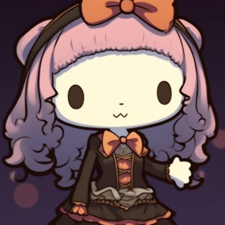 Silhouettes of two Hello Kitty characters in eerie glow, stark contrasts. hallo-kitty matching profile pics pfp for discord.