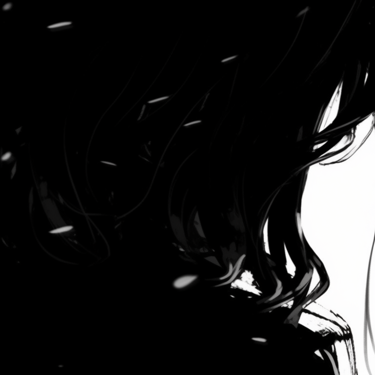 Two characters facing opposite directions, swathed in obsidian and ivory hues, their connectedness expressed subtly through matching accessories. black and white matching pfp aesthetic pfp for discord.