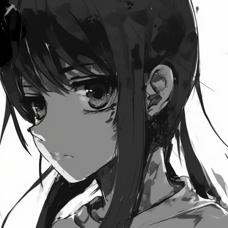 Two characters facing opposite directions, swathed in obsidian and ivory hues, their connectedness expressed subtly through matching accessories. black and white matching pfp aesthetic pfp for discord.