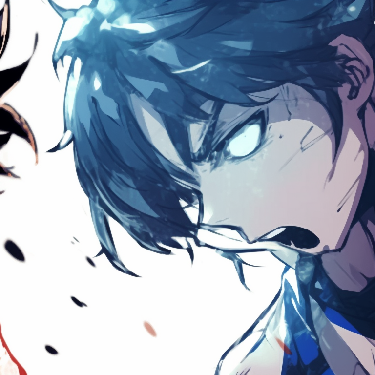 Two characters in action, dynamic shapes and bright colors. blue lock matching pfp - male characters pfp for discord.