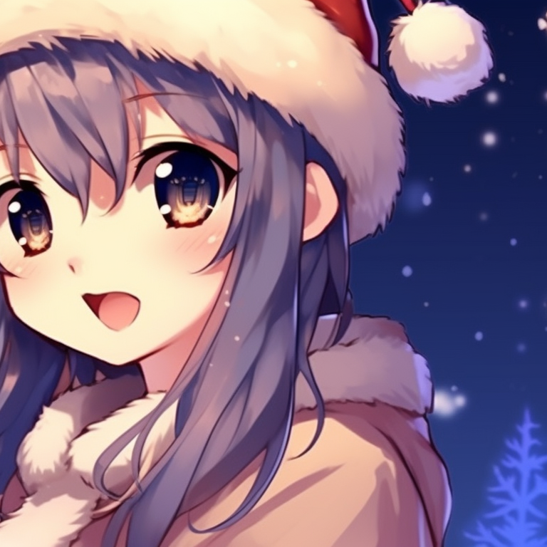 Two characters in matching holiday outfits, soft colors and snowflake motifs versatile christmas pfp for discord pfp for discord.