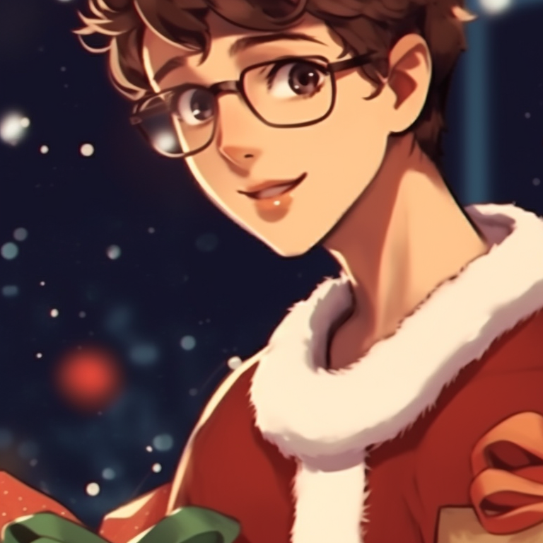 Two characters in synchrony, sporting holiday gear, with a use of delicate and contrasting colors. essential matching preppy christmas pfp for the season pfp for discord.