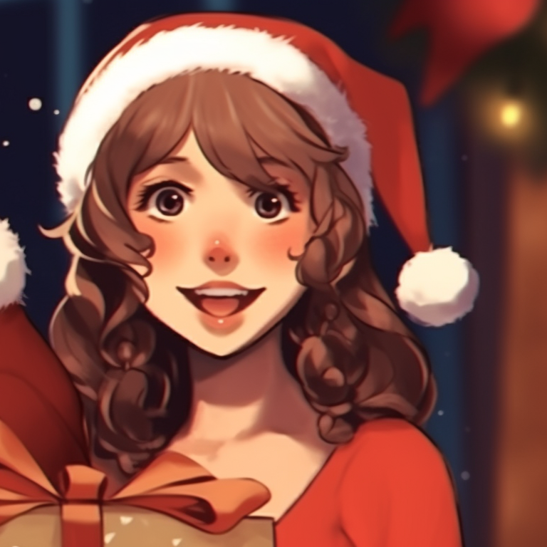 Two characters in synchrony, sporting holiday gear, with a use of delicate and contrasting colors. essential matching preppy christmas pfp for the season pfp for discord.