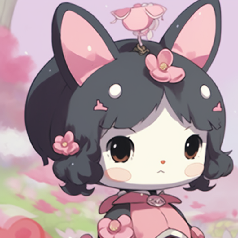 My Melody and Kuromi in an animated kitchen environment, detailed elements highlight their love for cooking. my melody and kuromi matching aesthetic pfp pfp for discord.