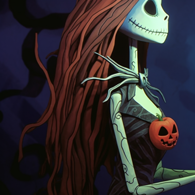 Two characters under a stormy sky, mismatched yet harmonious, with striking colors and a spooky vibe. creating matching pfp with nightmare before christmas halloween theme pfp for discord.