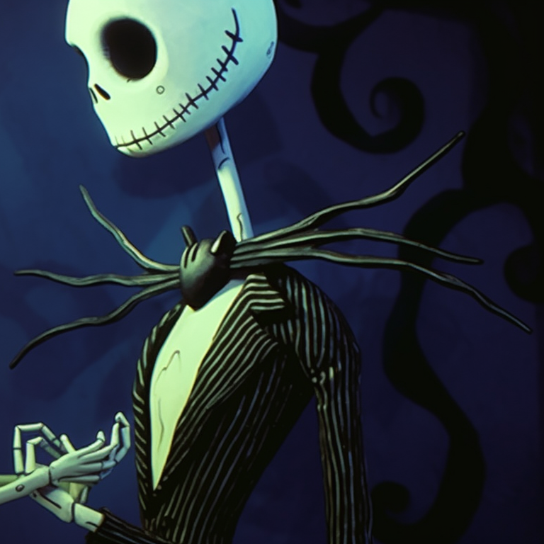 Two characters under a stormy sky, mismatched yet harmonious, with striking colors and a spooky vibe. creating matching pfp with nightmare before christmas halloween theme pfp for discord.