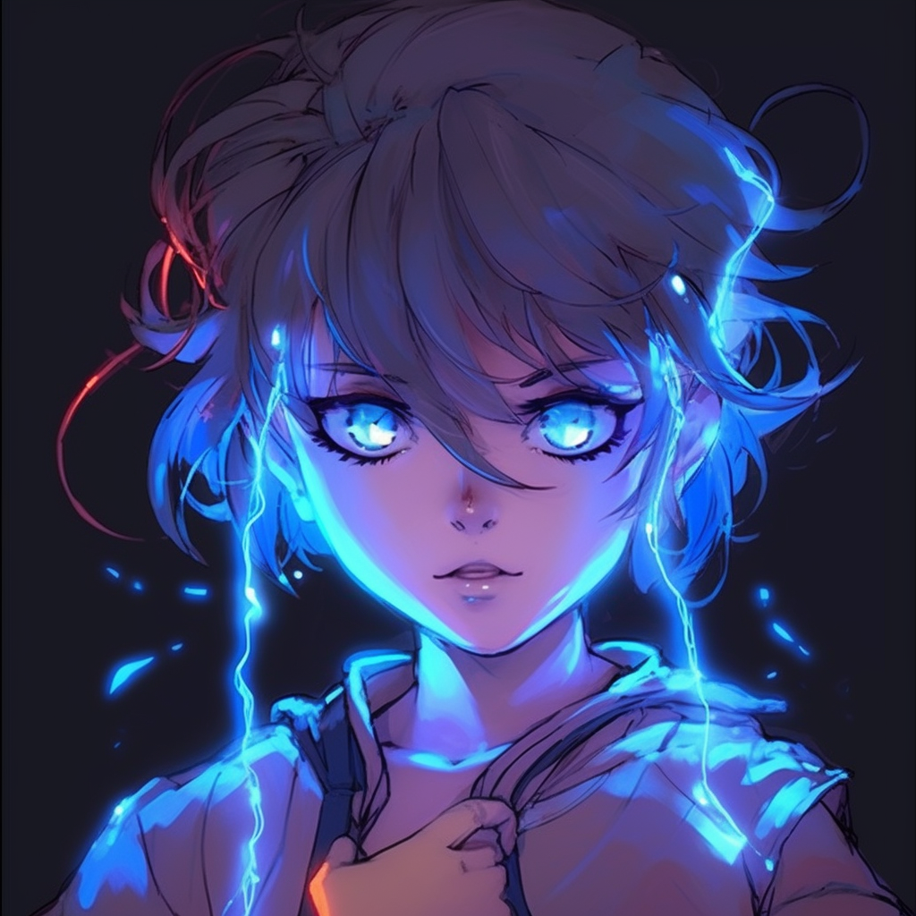 Image of an isolated warrior fighting against darkness, contrasting tones and vibrant eyes. mysterious anime characters with glowing eyes pfp