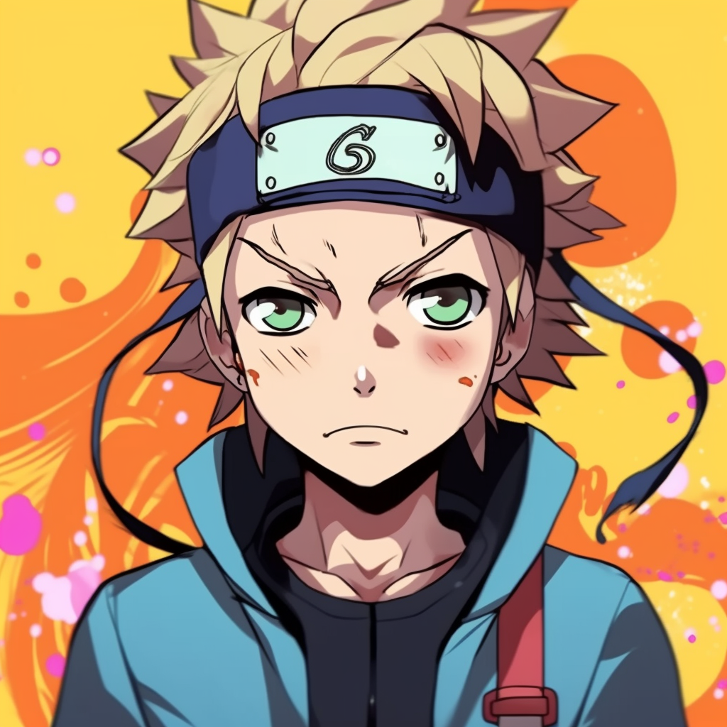 Illustration of Uzumaki Naruto pulling a goofy face, bold lines and lively colors. boys with funny anime pfps