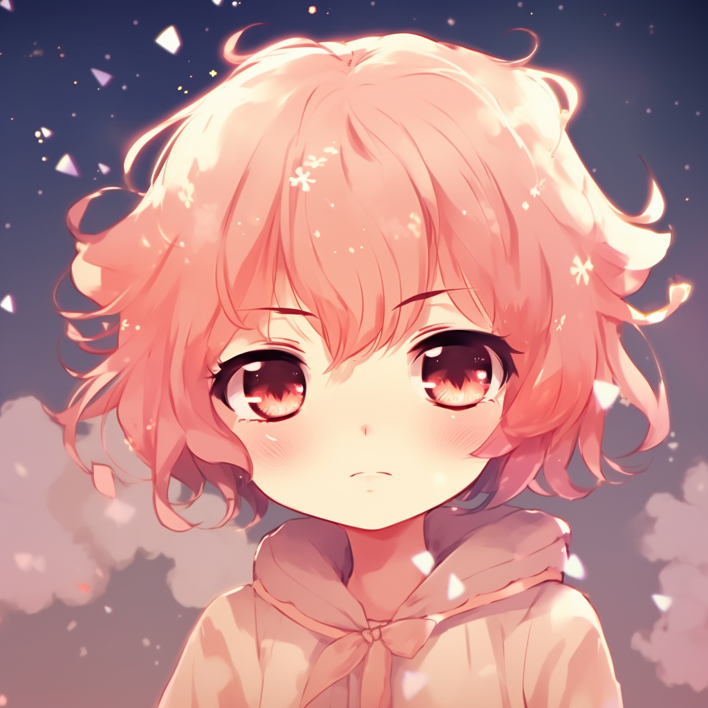 Anime girl surrounded by cherry blossoms, featuring soft pastel colors. kawaii anime pfp anime pfp