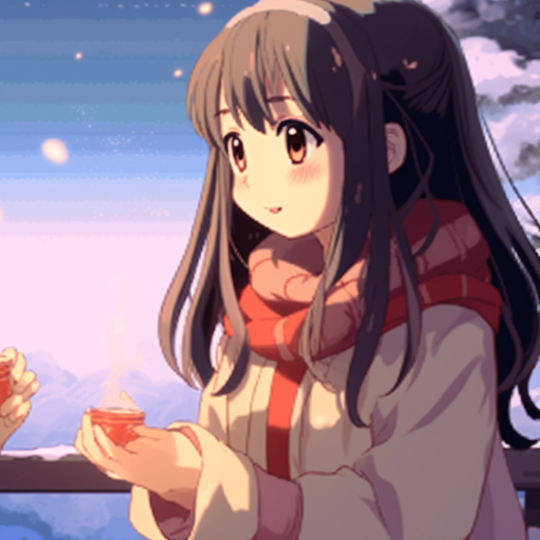 Two characters in a playful snowball fight, energetic movement and joyful expressions, snow-laden trees in the background. perfect matching gif christmas pfp pfp for discord.