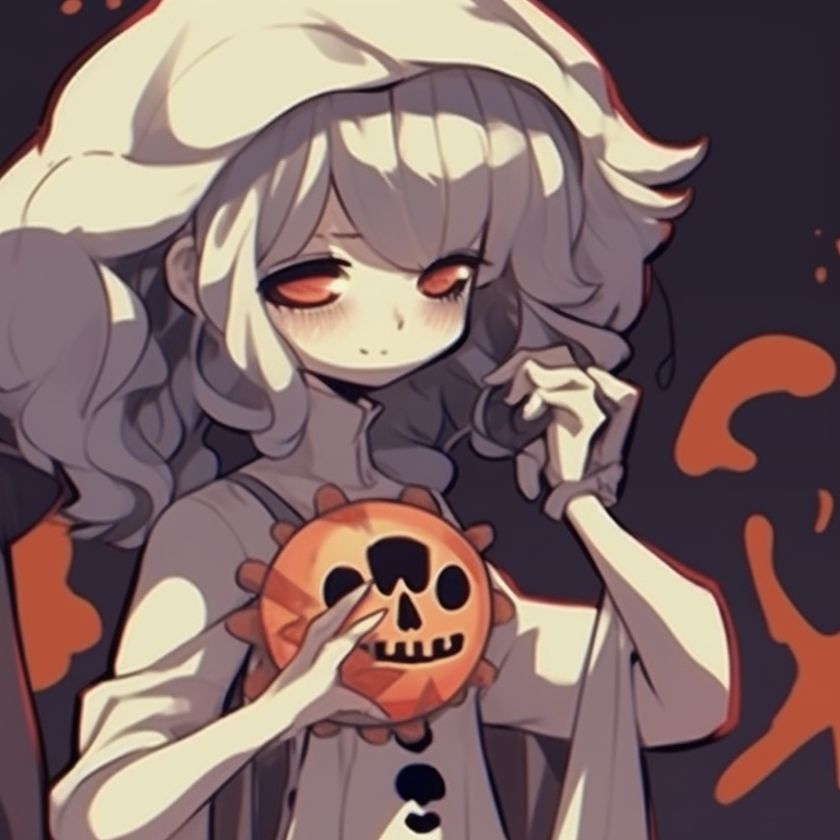 Two characters in witchy costumes, deep shadows and vibrant color highlights. discord pfp halloween theme matching ideas pfp for discord.