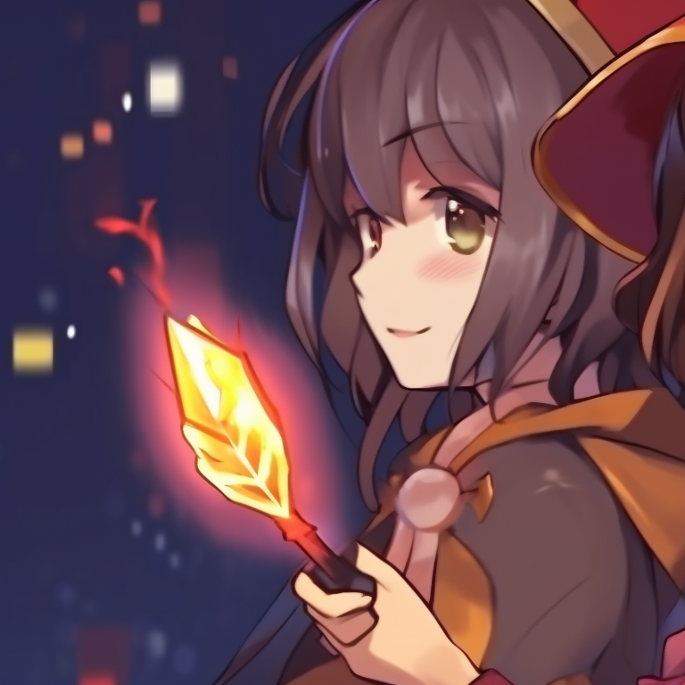 Megumin and another character in matching festive outfits, distinct for its warm colors and joyous atmosphere. matching megumin christmas pfp choices pfp for discord.
