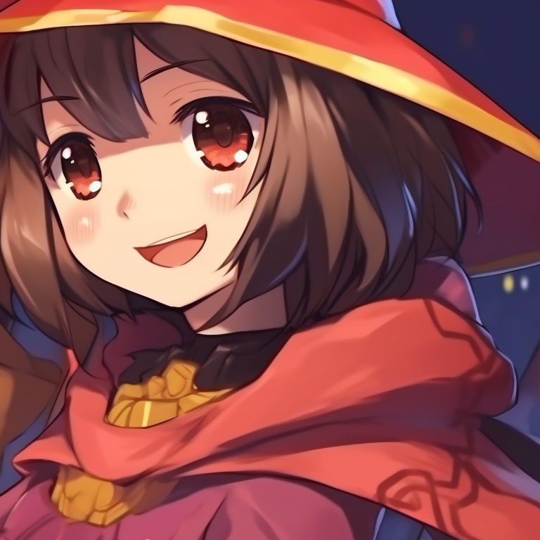 Megumin and another character in matching festive outfits, distinct for its warm colors and joyous atmosphere. matching megumin christmas pfp choices pfp for discord.