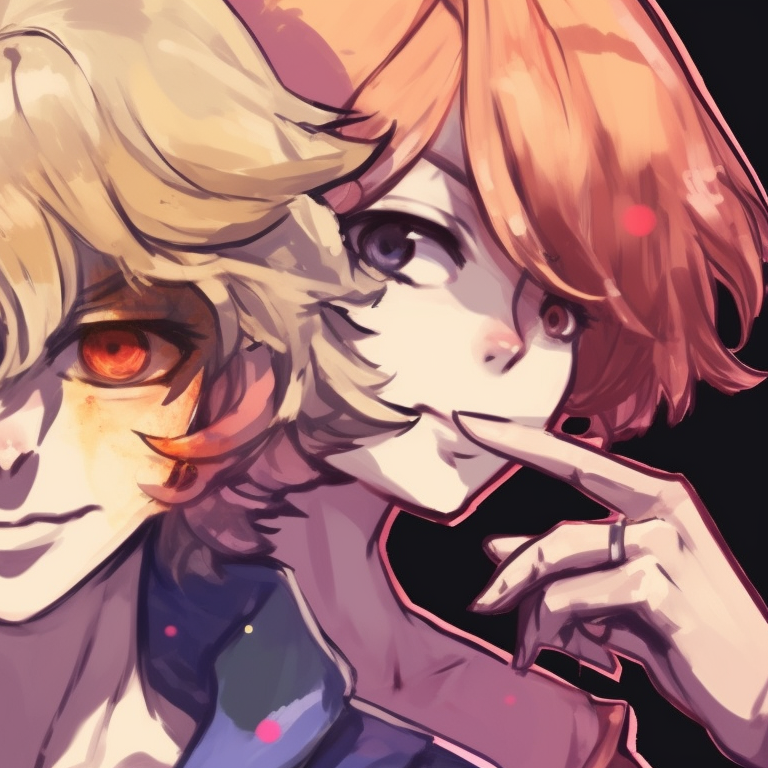 Three characters in defensive stance, dynamic lines and contrasting hues. famous matching trio pfp characters pfp for discord.