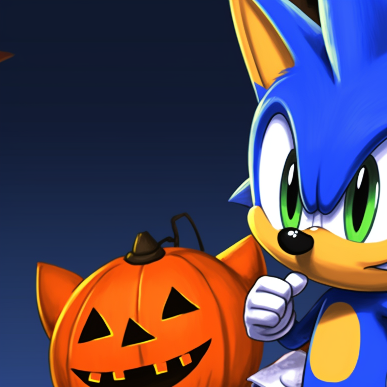 Sonic and Tails in Halloween costumes, bright colors, dynamic poses. adorable sonic and tails matching pfp for halloween pfp for discord.