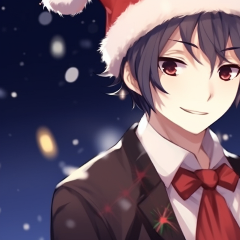 School pupils with playful reindeer, wearing matching Christmas sweaters, in a festive scene. harmonizing christmas pfp for school pupils pfp for discord.