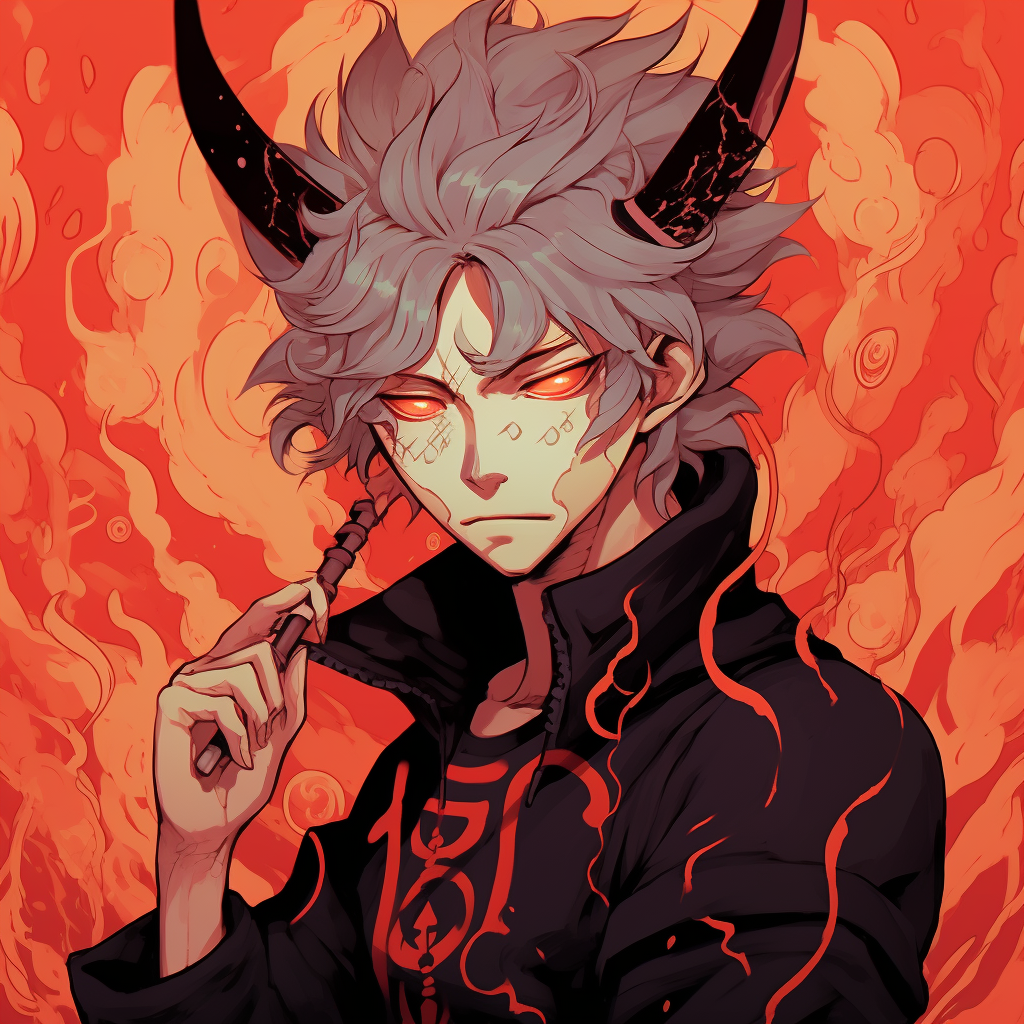 Naruto posing in Kurama Mode, dynamic composition and bold black lines. male demon anime pfp pfp for discord.