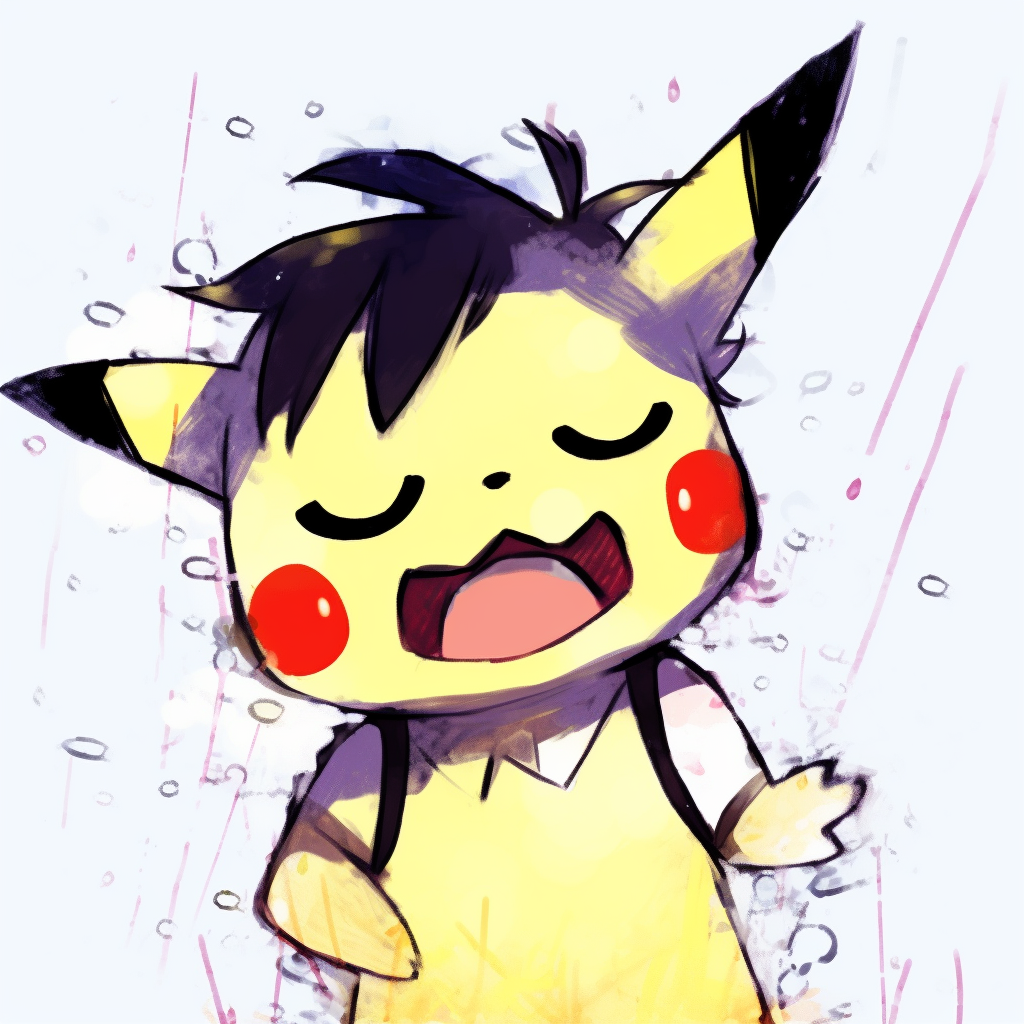 Pikachu with a goofy expression, subtle shading and lively colors. funny pfp for school pfp for discord.