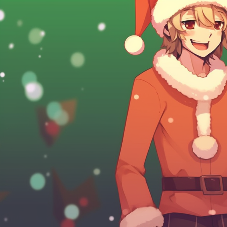 A close-up of two characters, detailed pixel art, one character wrapping a scarf around the other. matching christmas pfp background for pixel art pfp for discord.