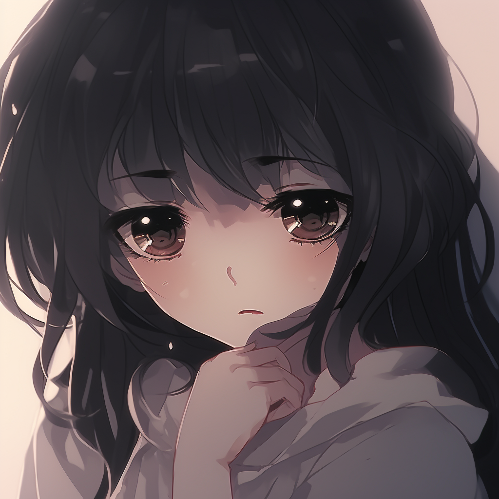 Anime figure sitting alone, fine outlines and soft colors enhancing the mood of solitude. adorable sad anime pfpHD, free download