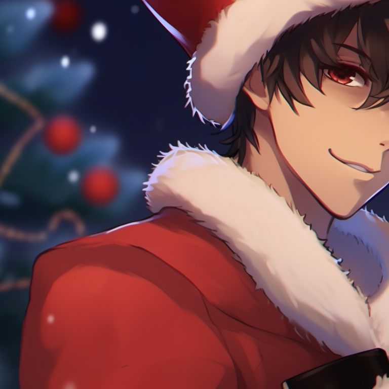 Two characters under a star-filled Christmassy night, detailed in soft colors. romantic matching pfp christmas pfp for discord.