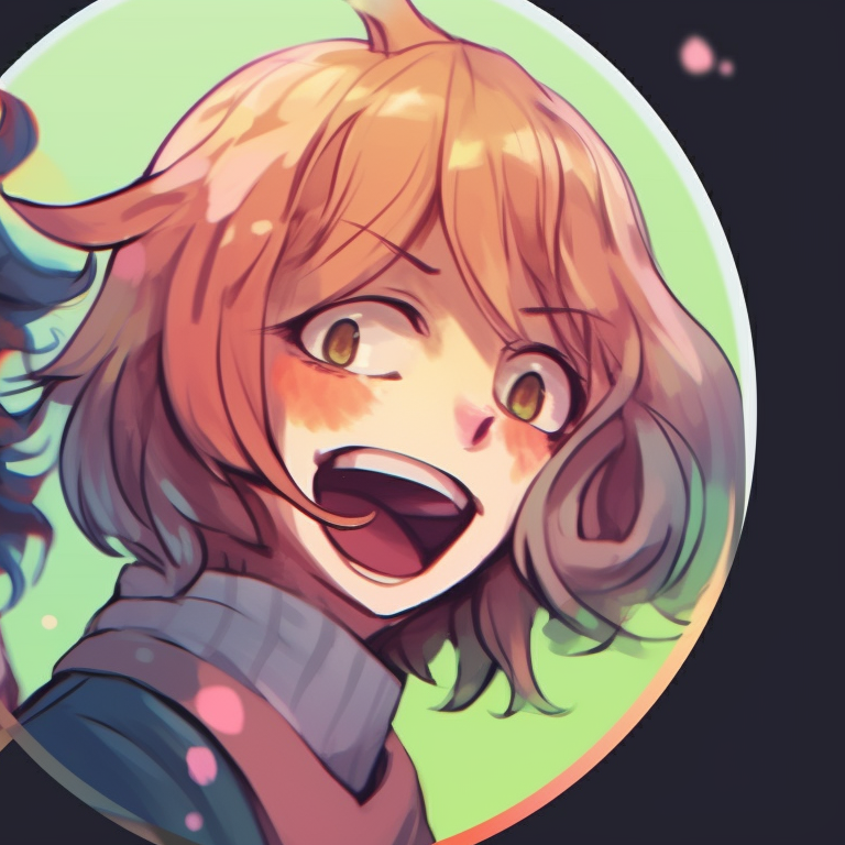 Close-up of two characters with exaggerated fun-filled faces, bright colors and distinct outlines. funny matching pfp discord inspiration pfp for discord.