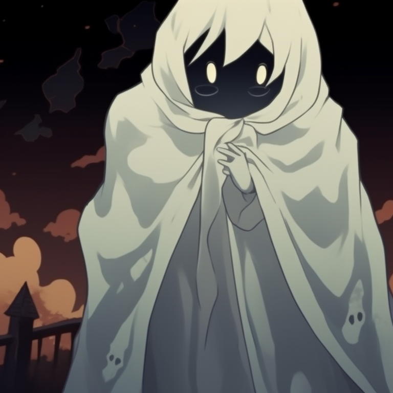 Two characters in Halloween-themed costumes, light and shadow effects, holding hands. matching pfp not cringe halloween theme cartoon pfp for discord.