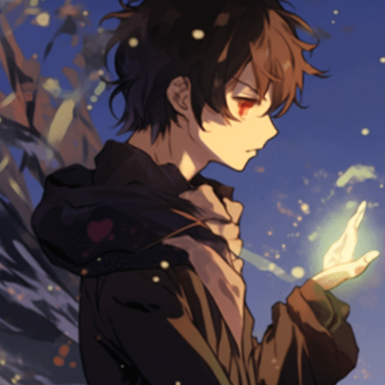 Two characters, magic aura connecting them, bold lines and ethereal effects. dynamic gif pfps in matching style pfp for discord.