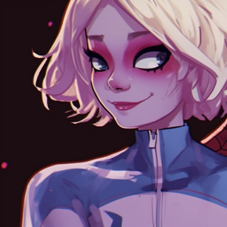 Miles and Gwen, vibrant color palette, both wearing spider suits. artistic miles and gwen matching pfp pfp for discord.