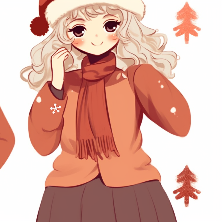 Two characters with snowflake motifs, vibrant holiday colors. gifs for matching christmas pfp in preppy style pfp for discord.