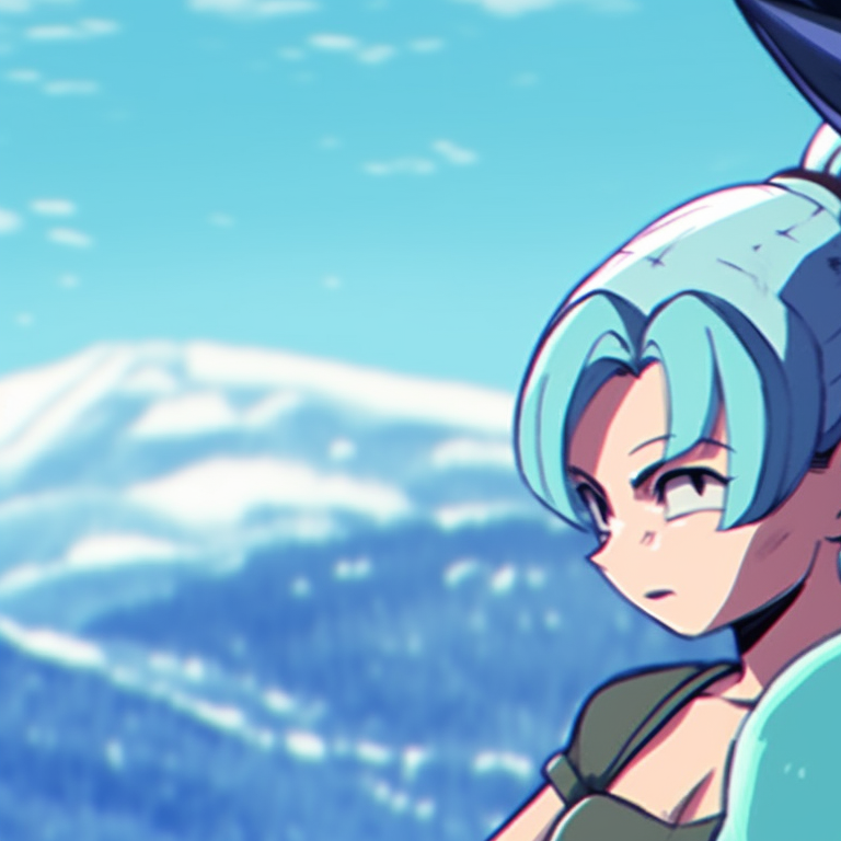 Bulma and Vegeta in combat-ready poses, festive clothing, bright lighting, and festive background. christmas dragonball bulma and vegeta aesthetic pfp pfp for discord.
