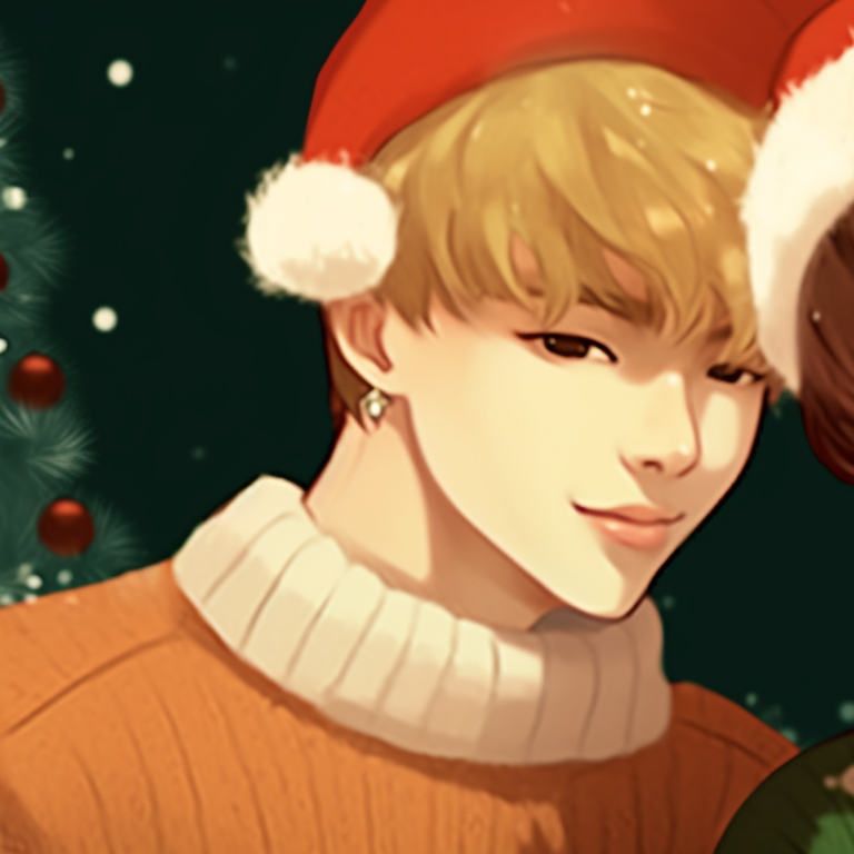 Two characters in cool blue Christmas outfits, strong contrast and dynamic poses. matching bts christmas pfp art for fans pfp for discord.