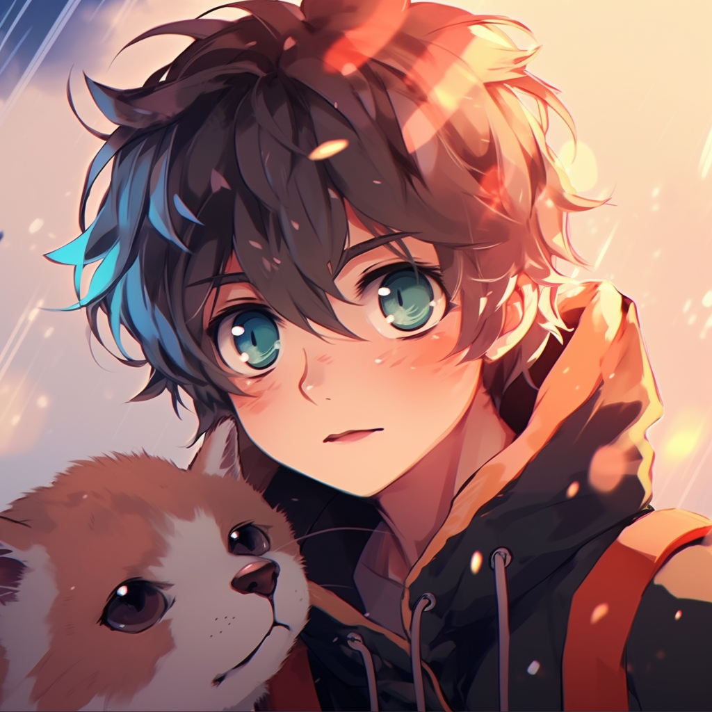 Serene portrait of an anime boy, calm expression captured with smooth shading. cute anime boy pfp anime pfp
