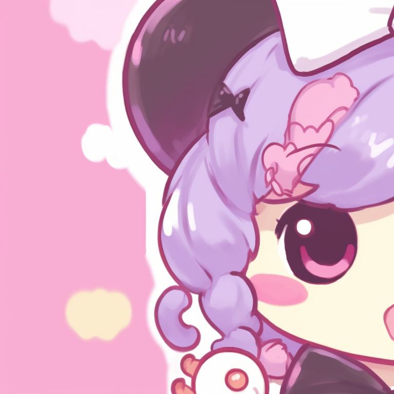 Two characters surrounded by a floral frame, pastel colors and beautiful detailing. classic matching sanrio pfp pfp for discord.