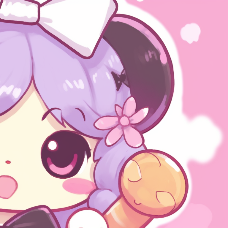 Two characters surrounded by a floral frame, pastel colors and beautiful detailing. classic matching sanrio pfp pfp for discord.
