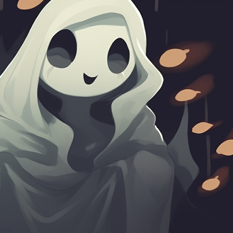 Ghastly duo sharing a gaze, unnerving stillness and monochrome hues. spooky matching ghost pfp halloween theme styles pfp for discord.