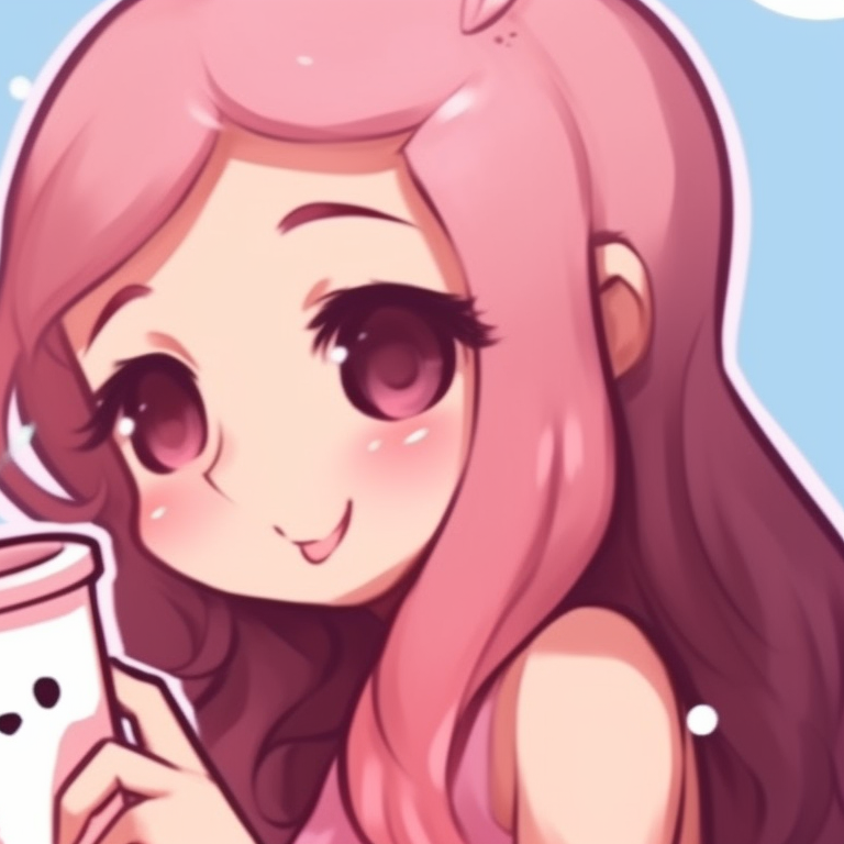 Two characters playfully running, detailed motion effect and vibrant background. cute milk and mocha pfps collection pfp for discord.