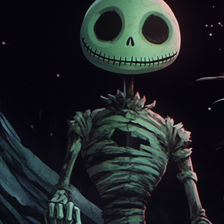 Two characters, frightening smiles and intense gazes, amidst ominously cheerful Christmas setting. matching scary christmas pfp horror film art pfp for discord.