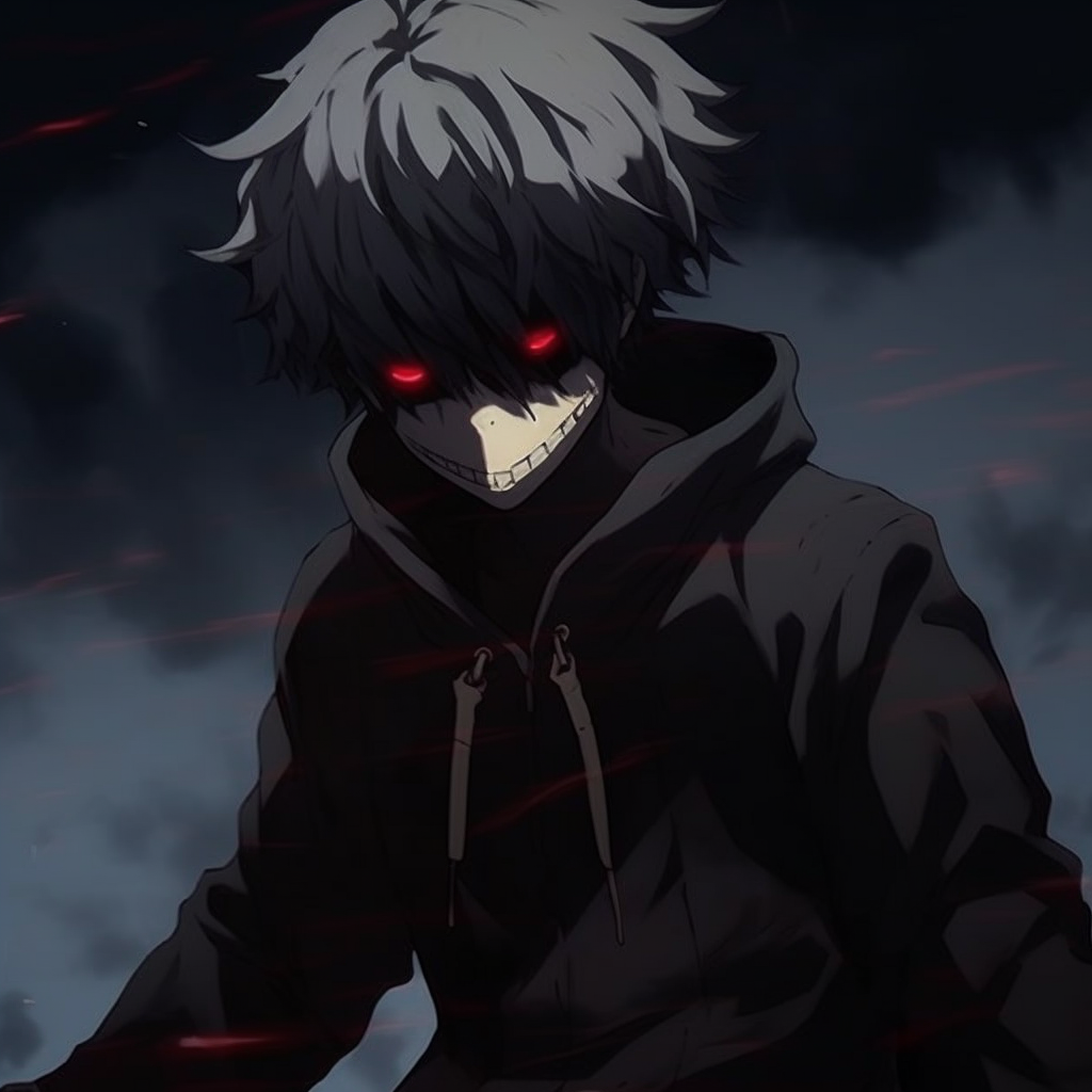 Close-up of Kaneki's mask, edgy grayscale palette with red eye as the focal point. trending grunge anime pfp