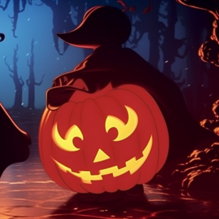 Two characters in whimsical Halloween costumes, bright colors and humorous expressions. scary disney halloween matching pfps pfp for discord.