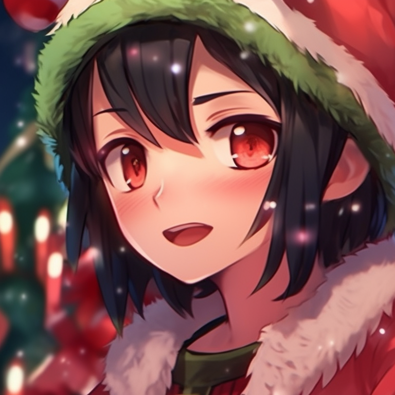 Two characters holding matching gift boxes under a Christmas tree, festive colors and soft lighting. incredible matching christmas pfp ideas pfp for discord.