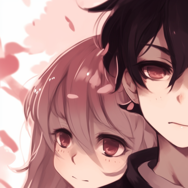 Two characters under a starry sky, black silhouettes contrasting with a colorful galaxy. cool memcchi matching pfp pfp for discord.