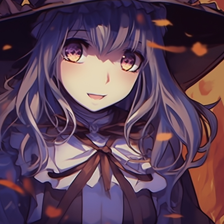 Matching anime characters in a pumpkin patch, one holding a lantern and the other a harvested pumpkin, earthy tones being used prominently. thanksgiving matching pfp with halloween theme for her pfp for discord.
