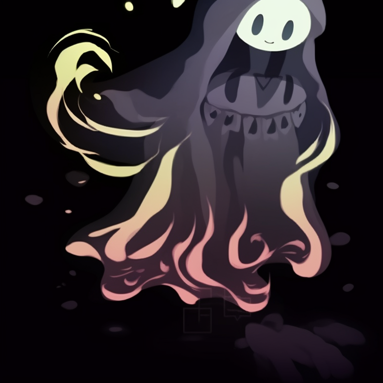 Two ghost characters wandering the Halloween night, dark tonality and glowing eyes. matching ghost pfp halloween theme designs pfp for discord.