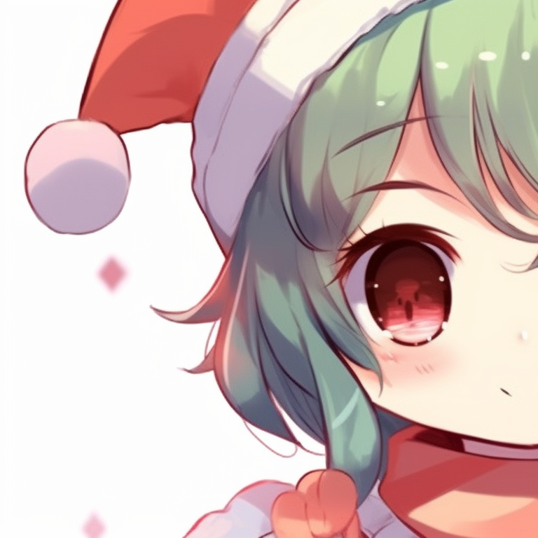 Two characters under mistletoe, contrasting cool and warm colors, with a dramatic lighting effect. matching cute christmas pfp for girls pfp for discord.