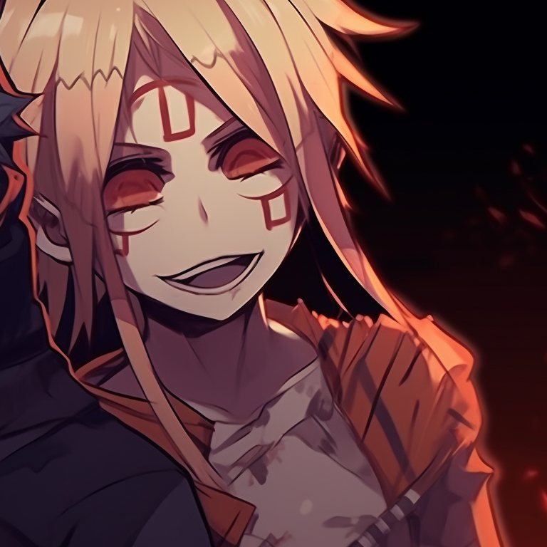 Two characters in playful Halloween costumes, holding candy baskets, with a midnight blue backdrop. naruto pfp halloween aesthetics pfp for discord.