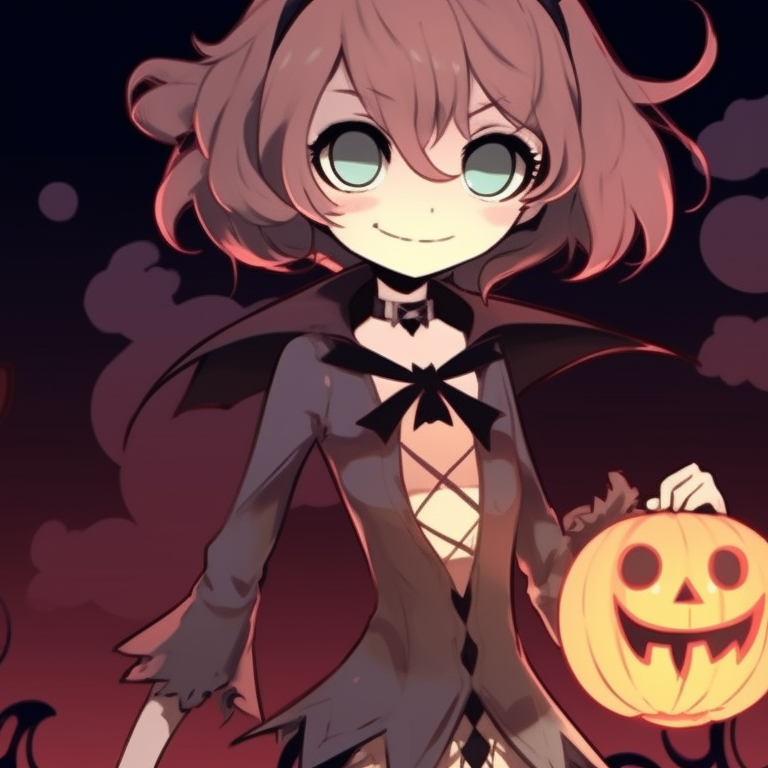 Two characters sharing candy corn, soft pastel colors and cute artistic style. diverse halloween matching pfp pfp for discord.