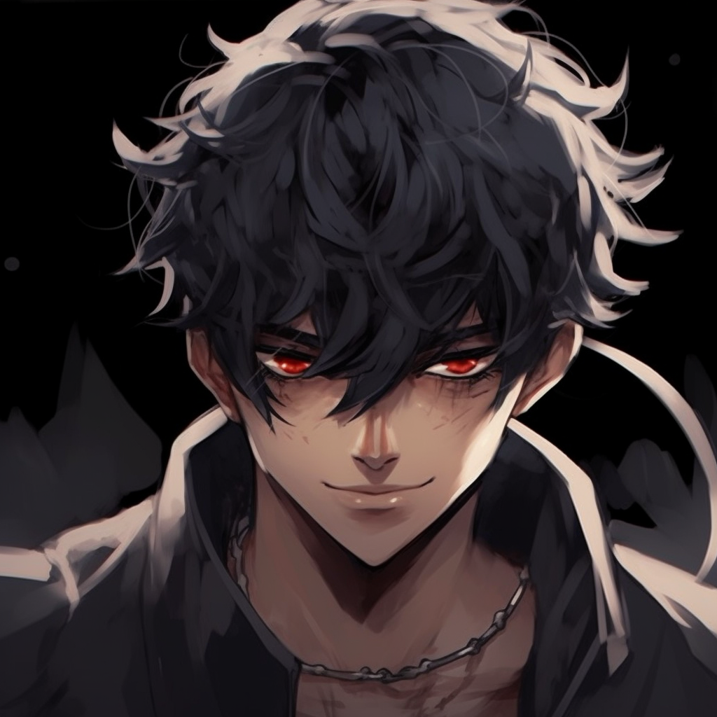 Male anime character in dim lighting; strong sharp contrast between the character and the background. dark anime male pfp pfp for discord.
